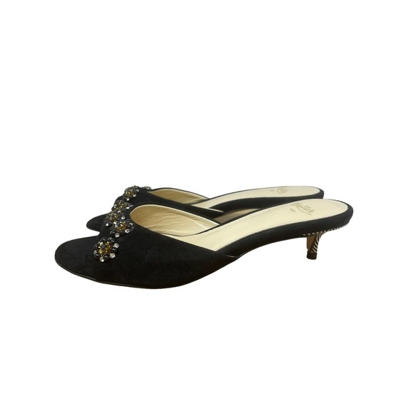 Butter Italy Black Kitten Heels~Embelished~Designer~Women's Size 7 - Picture 2 of 8